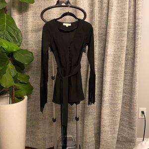 TopShop Kate Moss jumper in black with fringe detail.